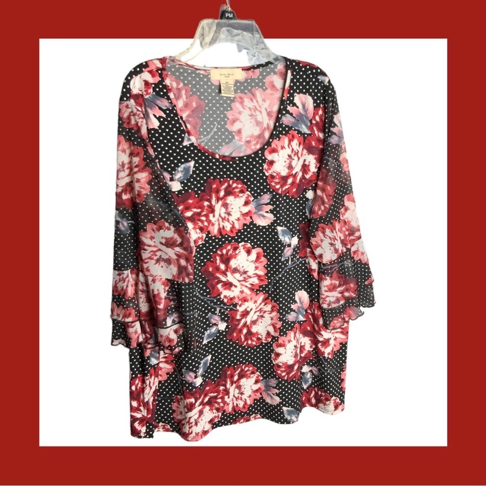 Diana Belle Black/White Polka Dot Blouse 2X